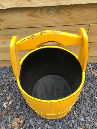 Vintage Wooden Bucket - Yellow - Height 60 cm